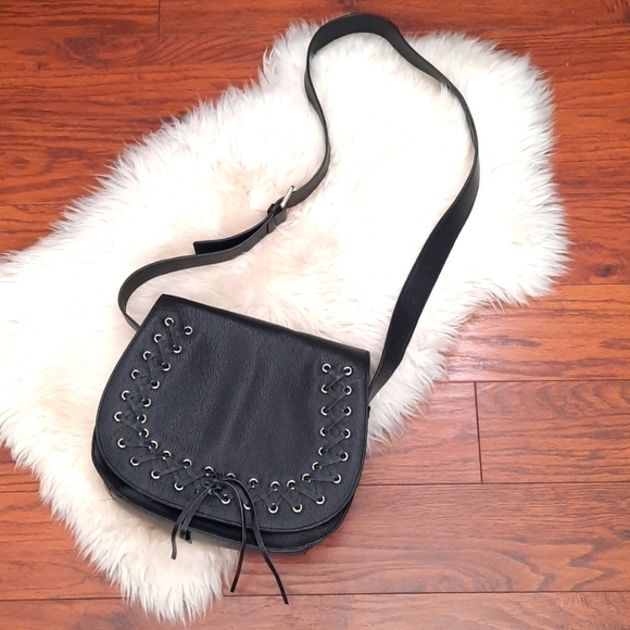 Violetta Handbags - Violetta Pebble Leather Saddle Large Crossbody Shouder Bag